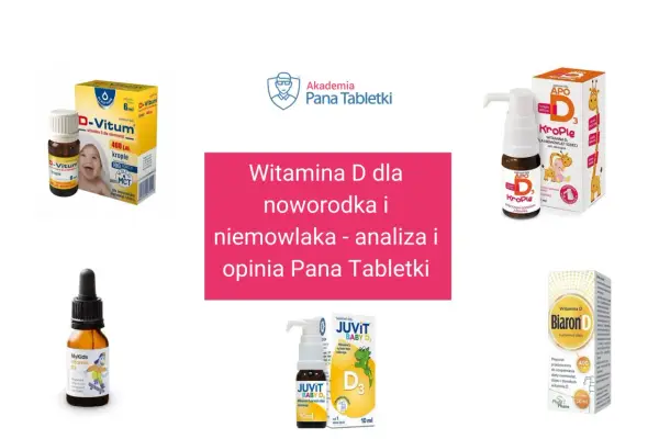 Ile witaminy D dla rocznego dziecka? Na zdjęciu suplementy D-Vitum, Krople APO, Juvit Baby D3 i Biaron D.